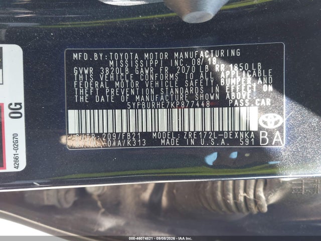 2019 TOYOTA COROLLA LE 9