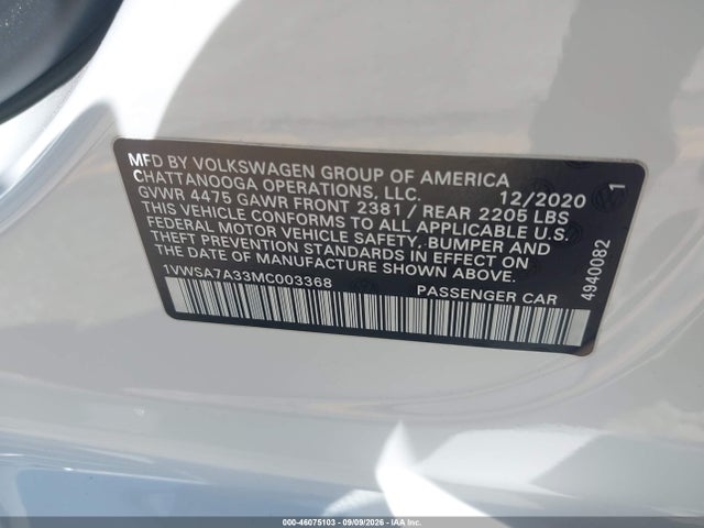 2021 VOLKSWAGEN PASSAT 2.0T SE 9
