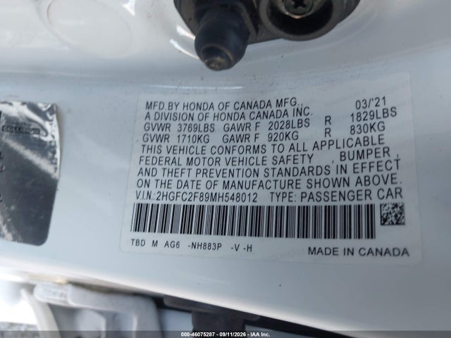 2021 HONDA CIVIC SPORT 9