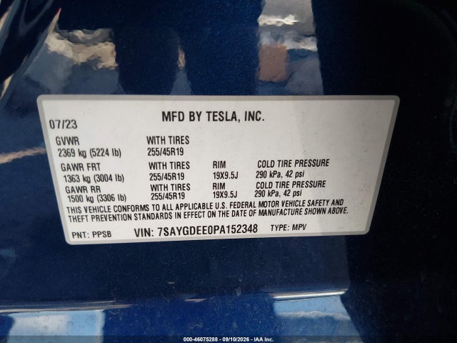 2023 TESLA MODEL Y AWD/LONG RANGE DUAL MOTOR ALL-WHEEL DRIVE 9