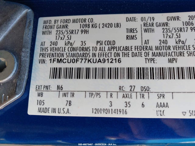 2019 FORD ESCAPE S 9
