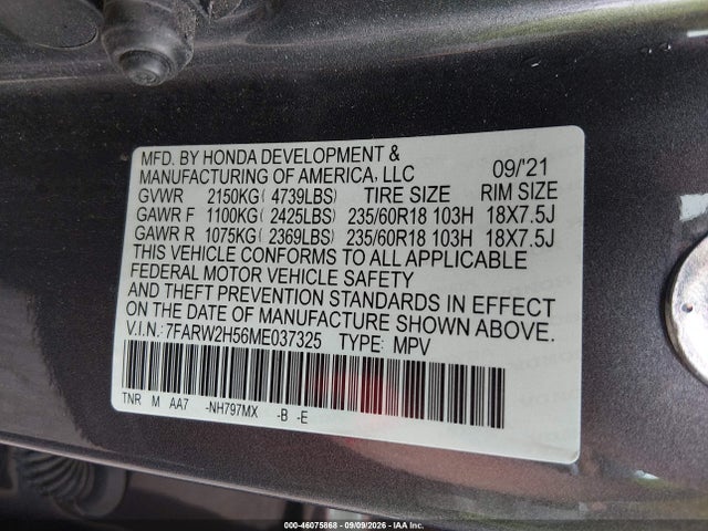 2021 HONDA CR-V AWD EX 9