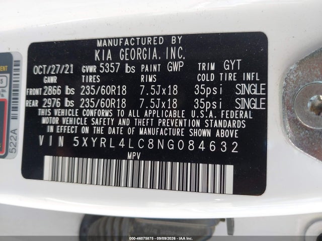 2022 KIA SORENTO S 9