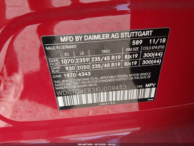 2019 MERCEDES-BENZ GLA 250 9