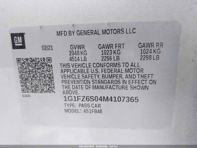 2021 CHEVROLET BOLT EV FWD PREMIER 9
