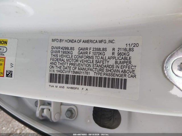 2021 HONDA ACCORD LX 9