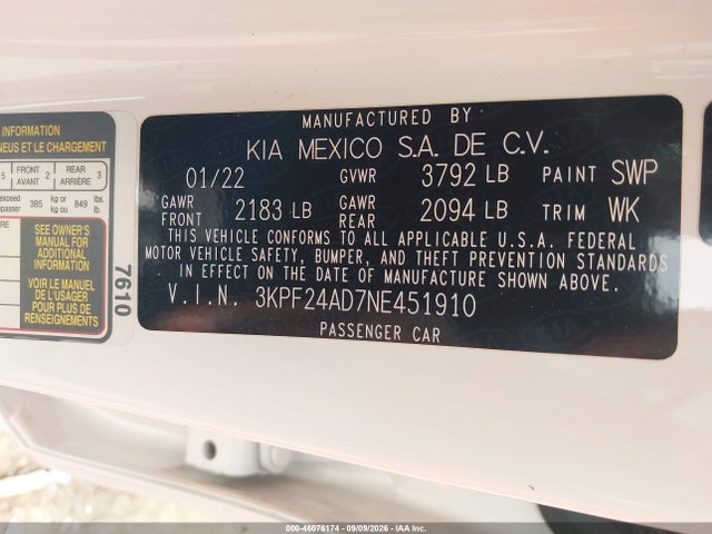 2022 KIA FORTE LXS 9