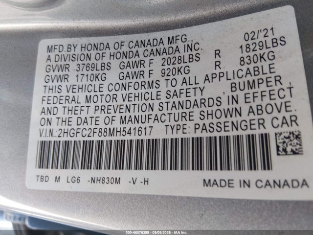 2021 HONDA CIVIC SPORT 9