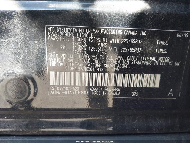 2019 TOYOTA RAV4 XLE 9