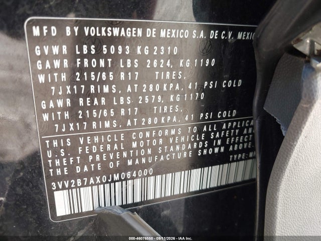 2018 VOLKSWAGEN TIGUAN 2.0T SE/2.0T SEL 9