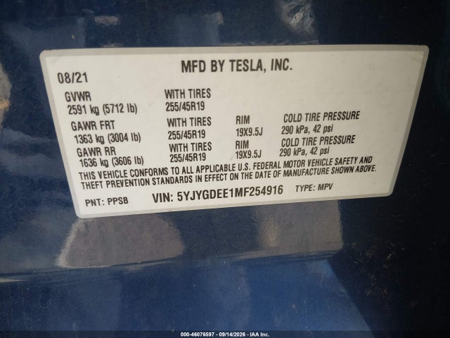 2021 TESLA MODEL Y LONG RANGE DUAL MOTOR ALL-WHEEL DRIVE 9