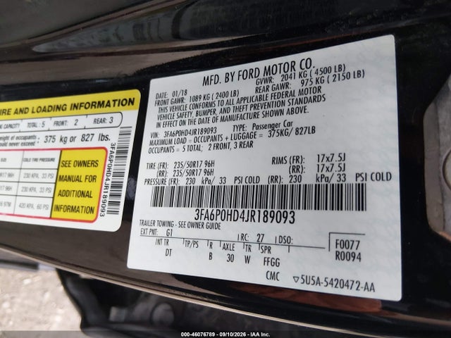 2018 FORD FUSION SE 9