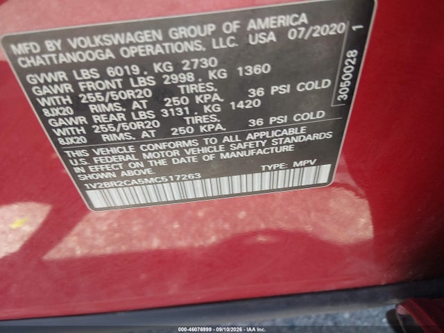 2021 VOLKSWAGEN ATLAS 3.6L V6 SEL 9