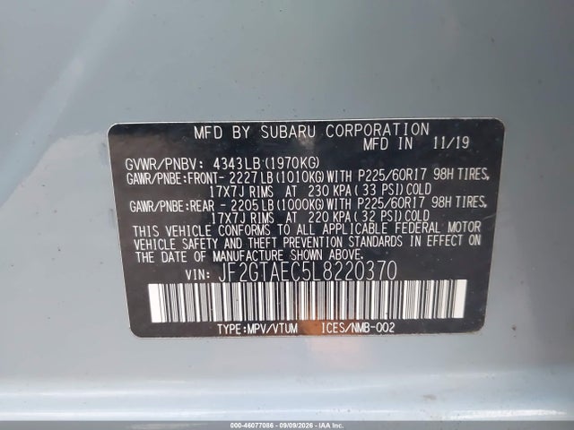 2020 SUBARU CROSSTREK PREMIUM 9