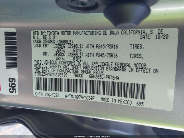2021 TOYOTA TACOMA SR5 V6 9