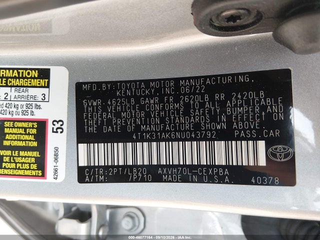 2022 TOYOTA CAMRY XSE HYBRID 9