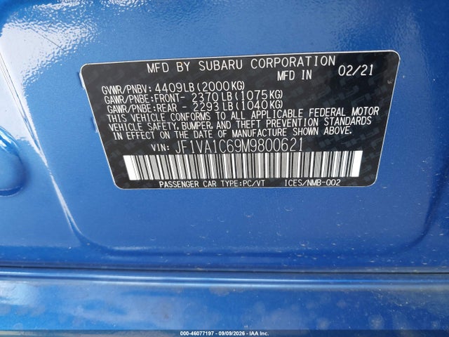 2021 SUBARU WRX PREMIUM 9