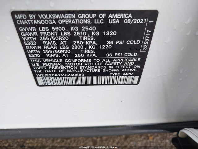 2021 VOLKSWAGEN ATLAS CROSS SPORT 3.6L V6 SE W/TECHNOLOGY 9