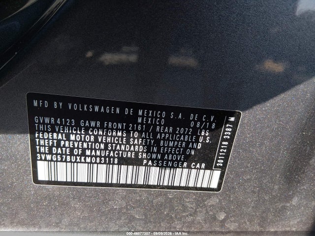 2019 VOLKSWAGEN JETTA 1.4T SEL PREMIUM 9