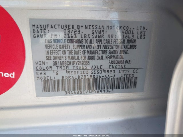 2023 NISSAN SENTRA SV XTRONIC CVT 9