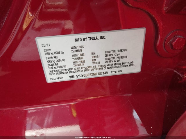 2021 TESLA MODEL Y LONG RANGE DUAL MOTOR ALL-WHEEL DRIVE 9