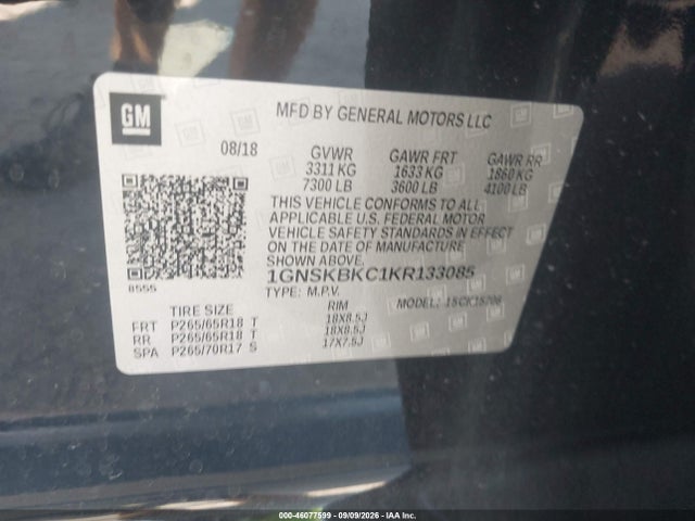 2019 CHEVROLET TAHOE LT 8