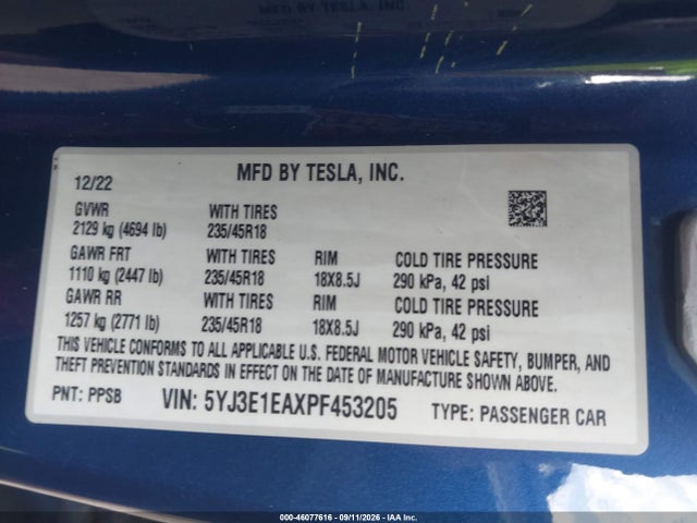 2023 TESLA MODEL 3 REAR-WHEEL DRIVE 9