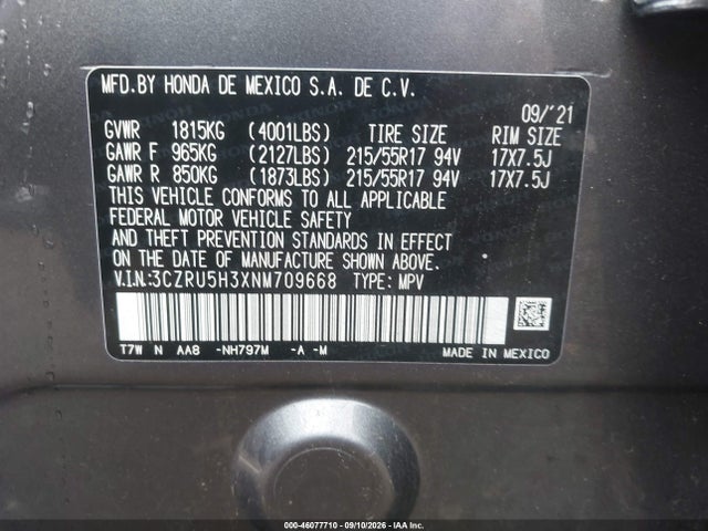 2022 HONDA HR-V 2WD LX 9