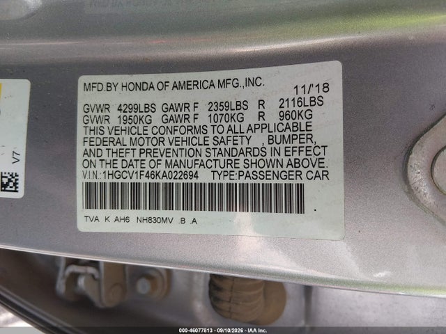 2019 HONDA ACCORD EX 9