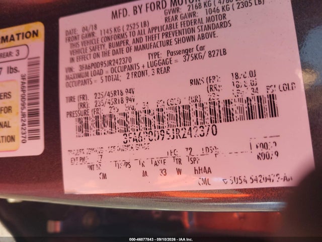 2018 FORD FUSION TITANIUM 9