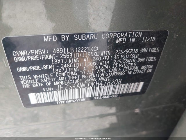 2019 SUBARU FORESTER TOURING 9