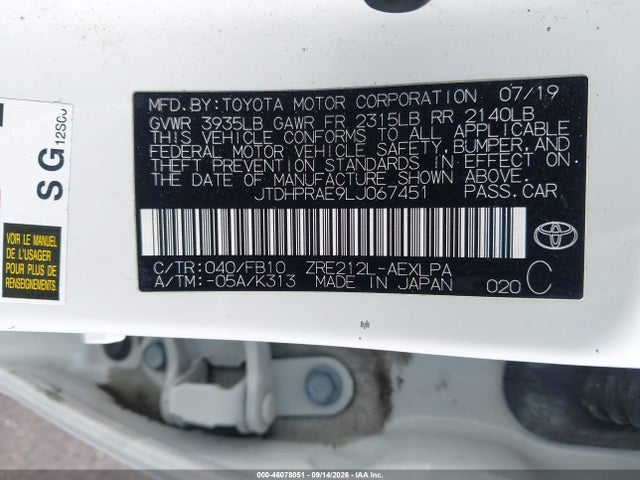 2020 TOYOTA COROLLA LE 6
