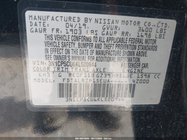 2019 NISSAN KICKS S 9