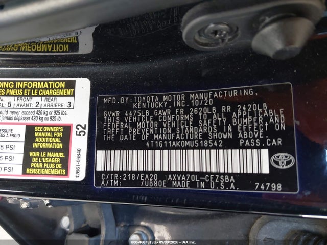 2021 TOYOTA CAMRY SE 9