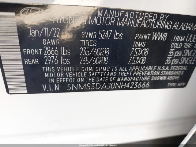 2022 HYUNDAI SANTA FE SEL 9