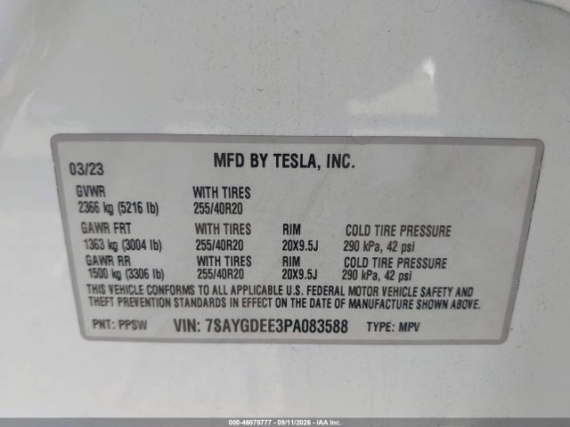 2023 TESLA MODEL Y AWD/LONG RANGE DUAL MOTOR ALL-WHEEL DRIVE 9