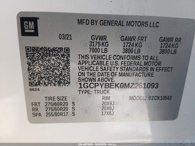 2021 CHEVROLET SILVERADO 1500 4WD SHORT BED CUSTOM 9