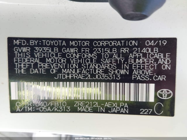2020 TOYOTA COROLLA LE 9
