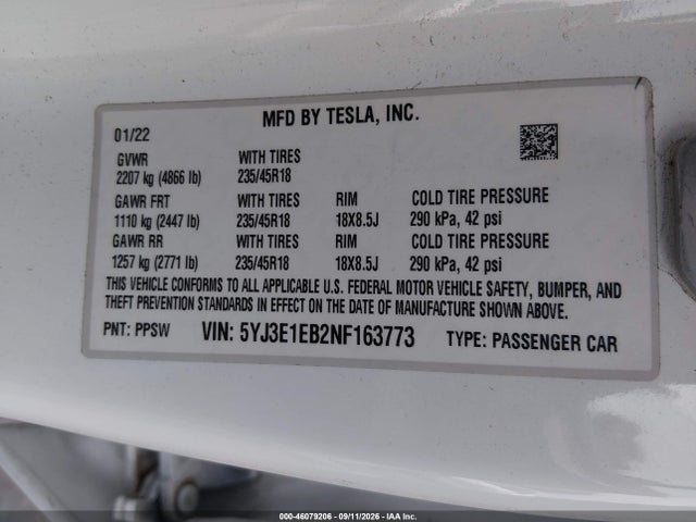 2022 TESLA MODEL 3 LONG RANGE DUAL MOTOR ALL-WHEEL DRIVE 9
