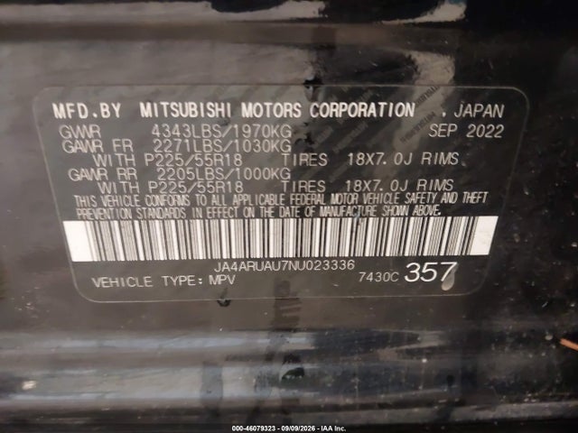 2022 MITSUBISHI OUTLANDER SPORT 2.0 BE AWC/2.0 ES AWC/2.0 LE AWC/2.0 SE AWC/2.0 SE SPECIAL EDITION AWC 9