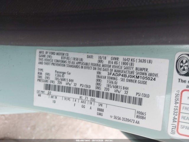 2019 FORD FIESTA SE 9