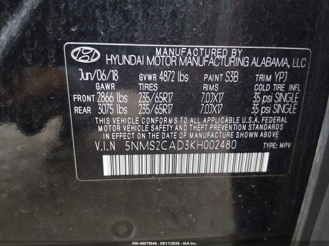 2019 HYUNDAI SANTA FE SE 9