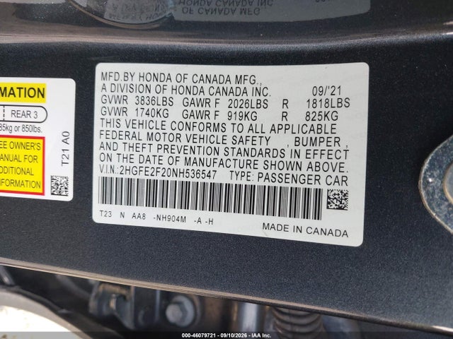2022 HONDA CIVIC LX 9