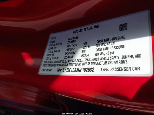 2022 TESLA MODEL 3 REAR-WHEEL DRIVE 9