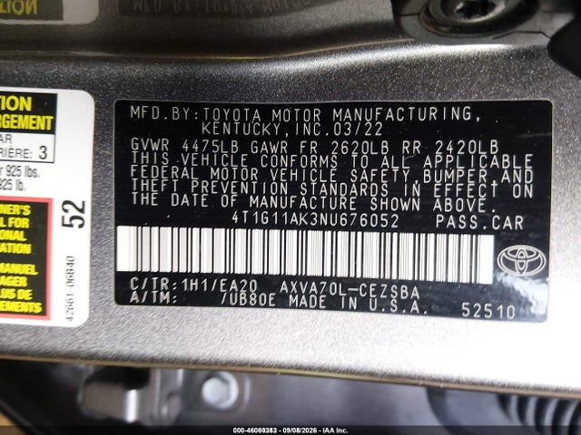 2022 TOYOTA CAMRY SE 9