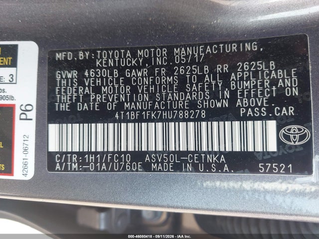 2017 TOYOTA CAMRY LE 9