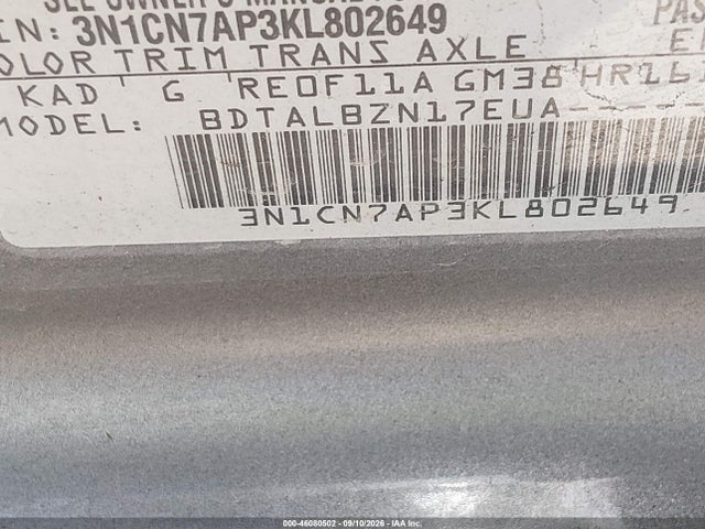 2019 NISSAN VERSA 1.6 SV 9