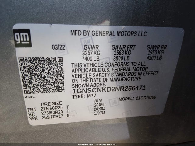 2022 CHEVROLET TAHOE 2WD LT 9
