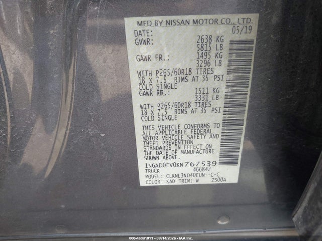 2019 NISSAN FRONTIER SL 9