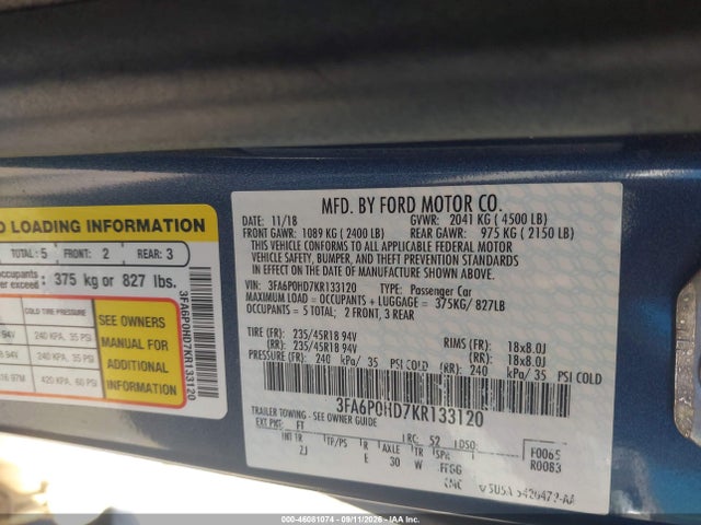 2019 FORD FUSION SE 9